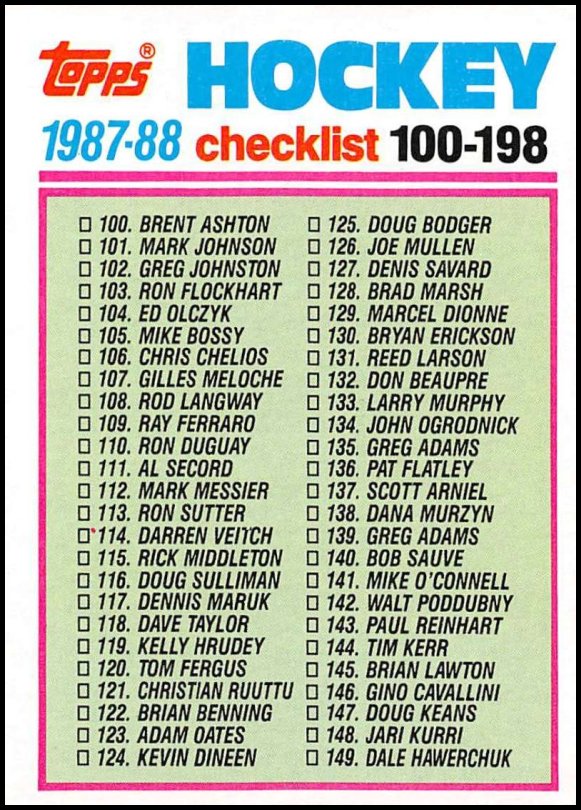 198 Checklist 100-198